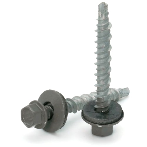 Roofing Screws, Fastgrip™, Hi-Lo Thread Mini-Driller™, Charcoal, #10