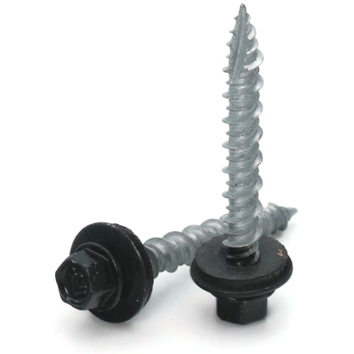Roofing Screws, Fastgrip™ Hi-Lo Thread, Type 17 Point, Black, #10