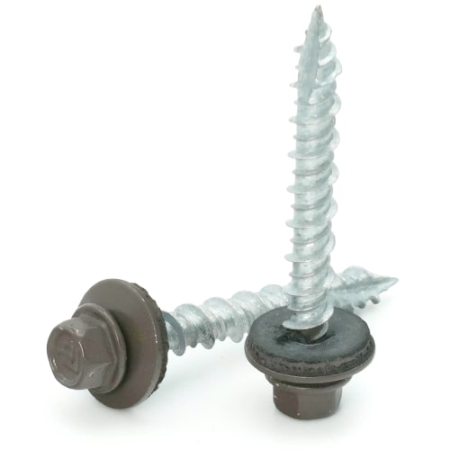Roofing Screws, Fastgrip™ Hi-Lo Thread, Type 17 Point, Bronze, #10