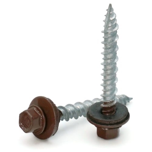 Roofing Screws, Fastgrip™ Hi-Lo Thread, Type 17 Point, Brown, #10