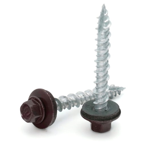 Roofing Screws, Fastgrip™ Hi-Lo Thread, Type 17 Point, Burgundy, #10