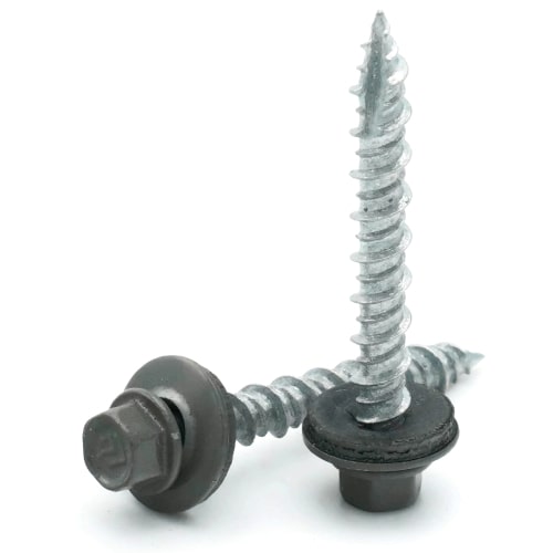 Roofing Screws, Fastgrip™ Hi-Lo Thread, Type 17 Point, Charcoal, #10