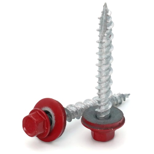 Roofing Screws, Fastgrip™ Hi-Lo Thread, Type 17 Point, Crimson Red, #10