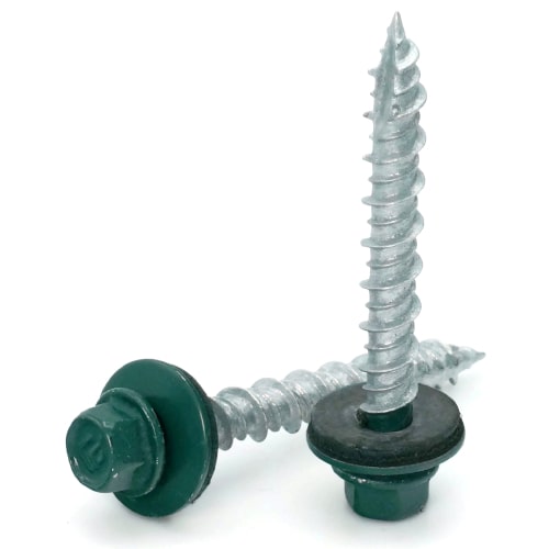 Roofing Screws, Fastgrip™ Hi-Lo Thread, Type 17 Point, Forest Green, #10