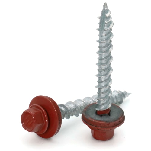 Roofing Screws, Fastgrip™ Hi-Lo Thread, Type 17 Point, Red, #10