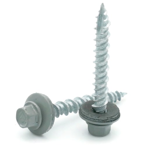 Roofing Screws, Fastgrip™ Hi-Lo Thread, Type 17 Point, Slate, #10