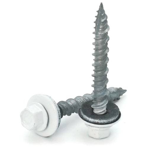 Roofing Screws, Fastgrip™ Hi-Lo Thread, Type 17 Point, White, #10