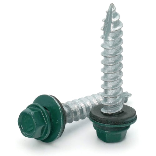 Roofing Screws, Fastgrip™, Type 17 Point, Forest Green, #14