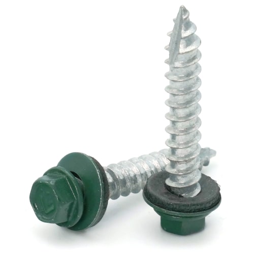 Roofing Screws, Fastgrip™, Type 17 Point, Green, #14
