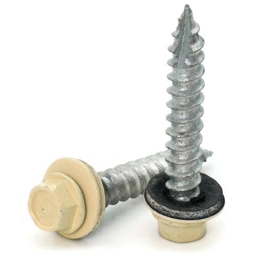 Roofing Screws, Fastgrip™, Type 17 Point, Ivory, #14