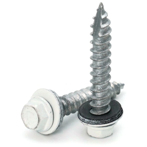 Roofing Screws, Fastgrip™, Type 17 Point, White, #14