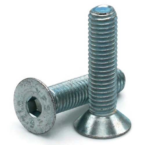 Metric Socket Cap Screws, Flat Head, Zinc Plated Steel, Class 12.9, M6-1.00
