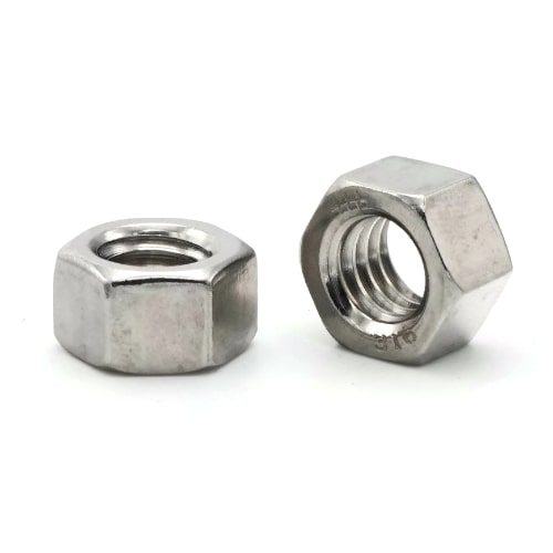 Hex Finish Nuts, Stainless Steel 316, 7/8"-9 (1-15/16" Flats x 3/4" Thick)