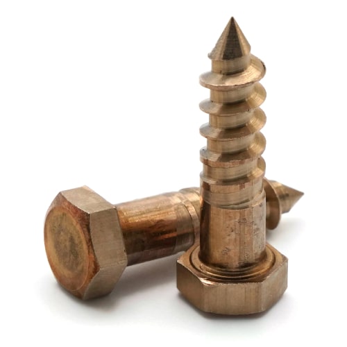 Lag Screws, Hex Head, Silicon Bronze, 1/4"