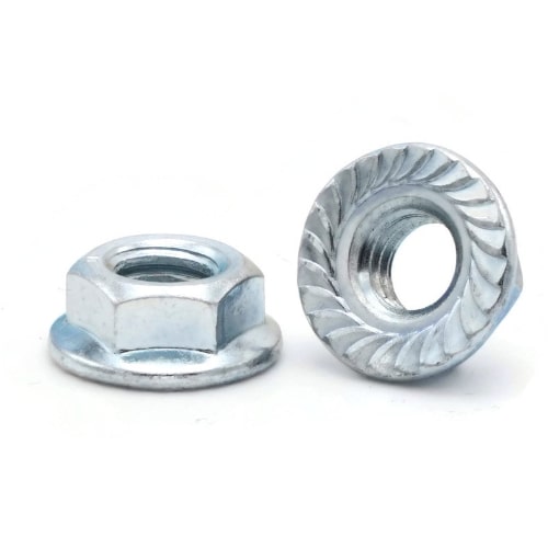Flange Nuts, Serrated, Zinc Plated Steel