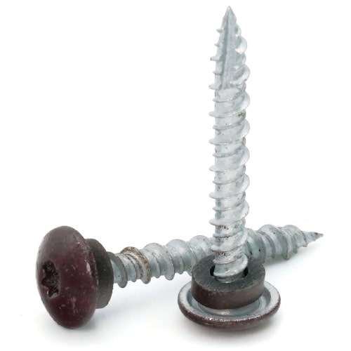 Roofing Screws, LoGrip™, Hi-Lo Thread, Type 17 Point, Burgundy, #10