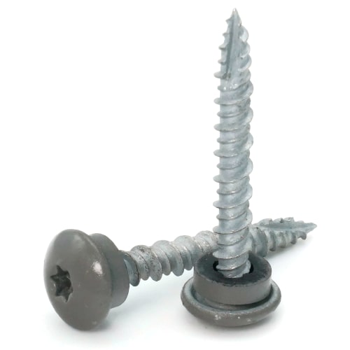 Roofing Screws, LoGrip™, Hi-Lo Thread, Type 17 Point, Charcoal, #10