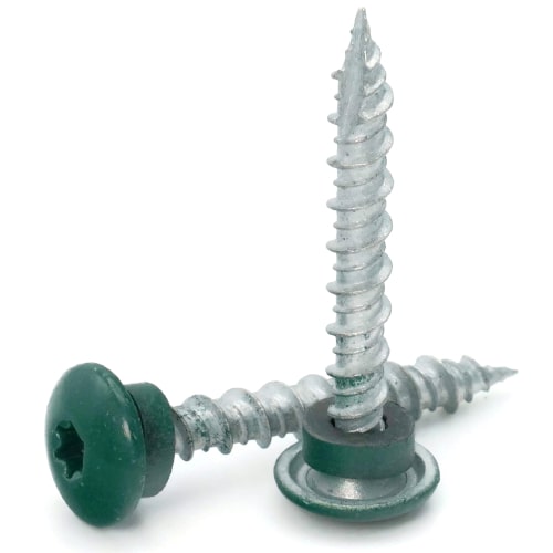 Roofing Screws, LoGrip™, Hi-Lo Thread, Type 17 Point, Forest Green, #10