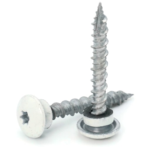 Roofing Screws, LoGrip™, Hi-Lo Thread, Type 17 Point, White, #10
