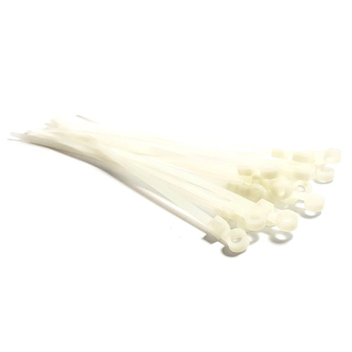 Cable Zip Ties, Mounting Hole, Nylon, Natural