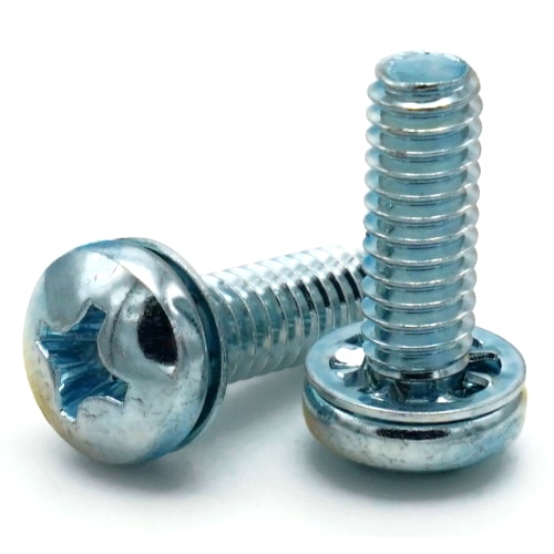 SEMS Machine Screws, Phillips Pan Head w/ Internal Lock Washer, Zinc Plated Steel, #6-32
