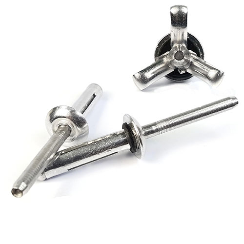 Recessed Crown Dome Head Tri Bulb Rivets with Sealing Washer, Aluminum, 3/16" (#6)