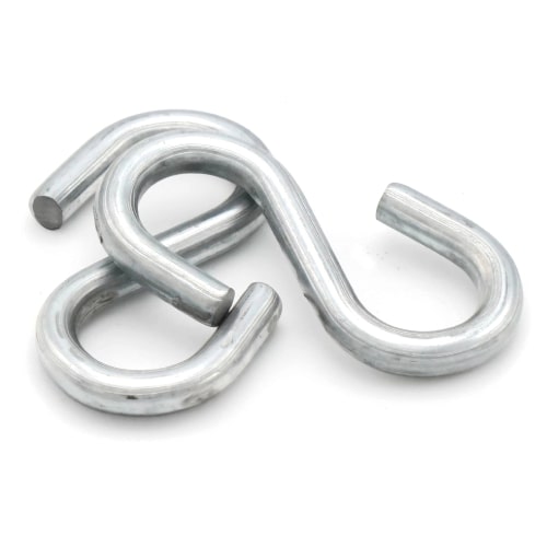 Open Style S Hooks, Zinc Plated Steel