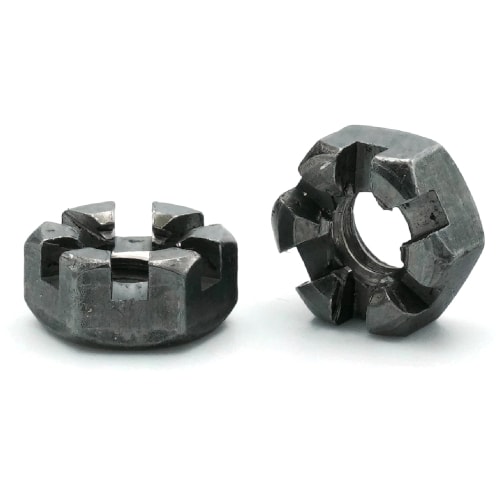 Slotted Hex Nuts, Plain Steel Slotted Hex Nuts, Plain Steel