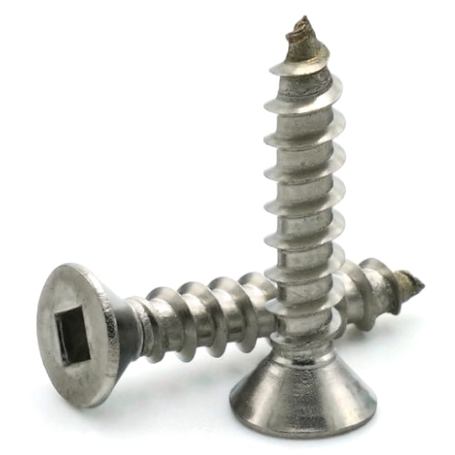 Sheet Metal Screws, Square Drive Flat Head, Stainless Steel 18-8, #6