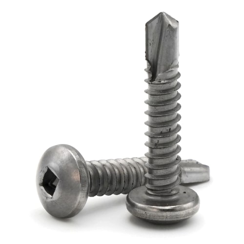 Sheet Metal Screws, Square Drive Pan Head, Self Driller TEK 2, Stainless Steel 410, #6-20