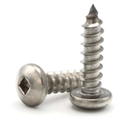Sheet Metal Screws, Square Drive Pan Head, Stainless Steel 18-8, #6
