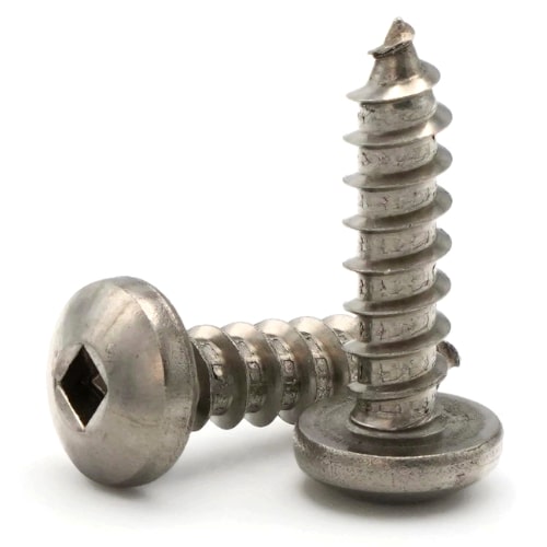 Sheet Metal Screws, Square Drive Pan Head, Stainless Steel 316, #10