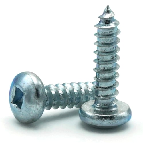 Sheet Metal Screws, Square Drive Pan Head, Zinc Plated Steel, Type A, #6-18