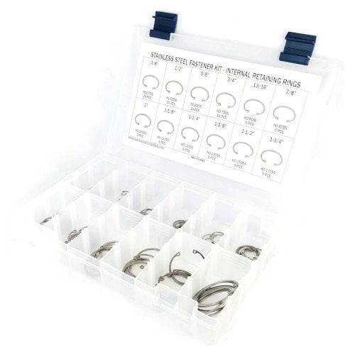Kit Assortment, Retaining Rings Stainless Steel Internal, 121 Pieces Kit Assortment, Retaining Rings Stainless Steel Internal, 121 Pieces
