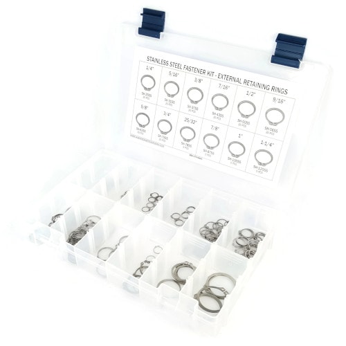 Kit Assortment, Retaining Rings Stainless Steel External, 221 Pieces