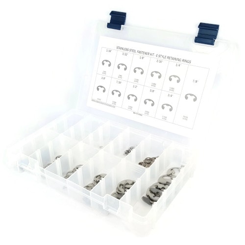 Kit Assortment, Retaining Rings Stainless Steel External E Style, 361 Pieces Kit Assortment, Retaining Rings Stainless Steel External E Style, 361 Pieces