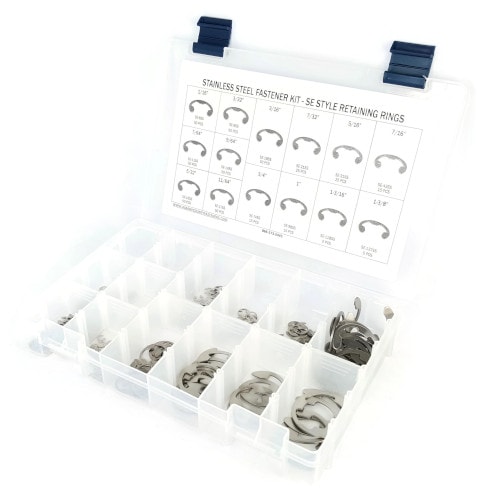 Kit Assortment, Retaining Rings Stainless Steel External SE Style, 456 Pieces Kit Assortment, Retaining Rings Stainless Steel External SE Style, 456 Pieces
