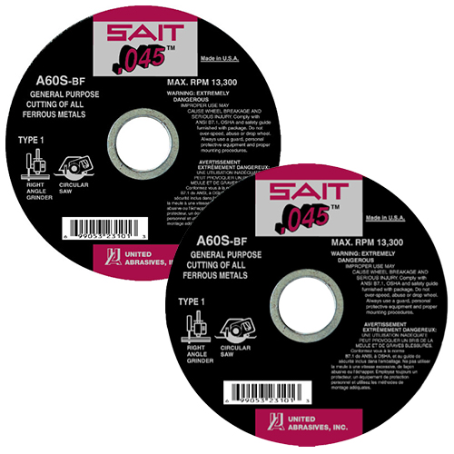 SAIT, Cutting Wheels, Type 1, A60S-BF, .045" Thick SAIT, Cutting Wheels, Type 1, A60S-BF, .045" Thick