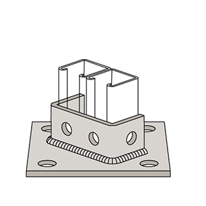 Square Double Strut Post Base, Angled Short, For Unistrut Channel, 7 ...